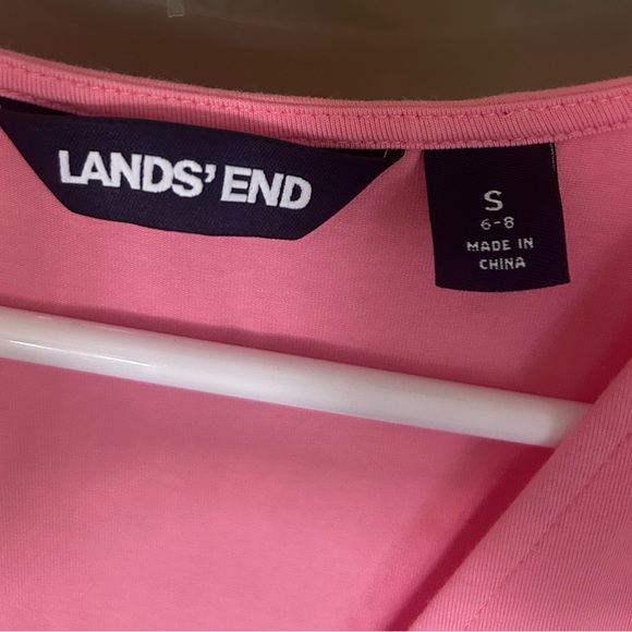 LANDS END - Pink Faux Wrap Tie Dye Sleeveless Dress - Picture 5 of 7